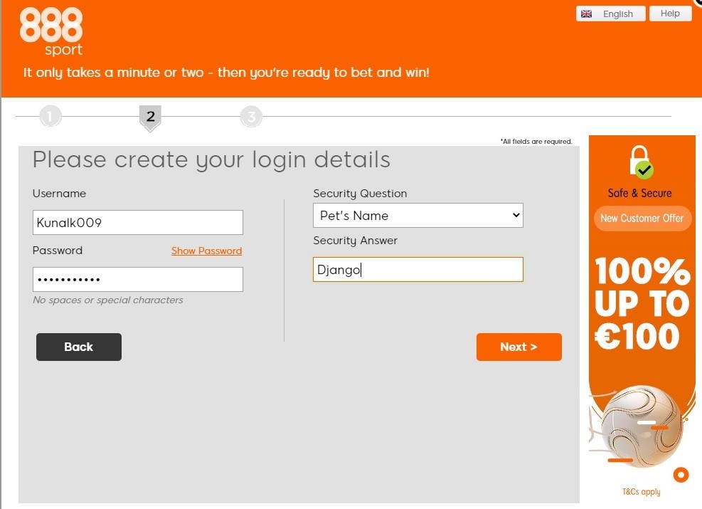 3. 888sport India Login Details