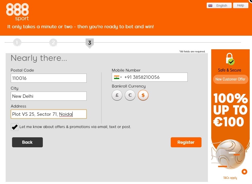 4. 888sport Address Details