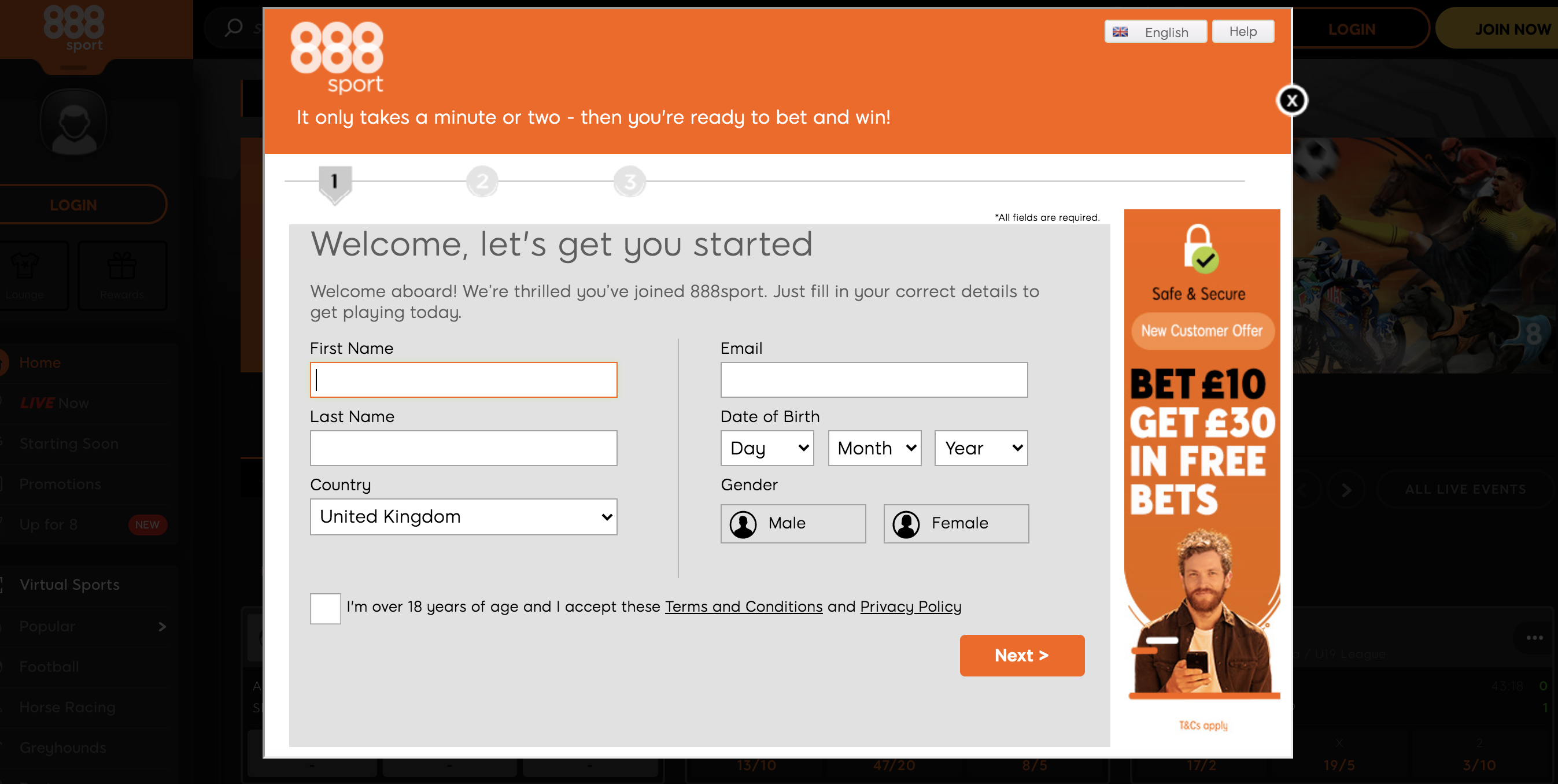 888sport Registration UK