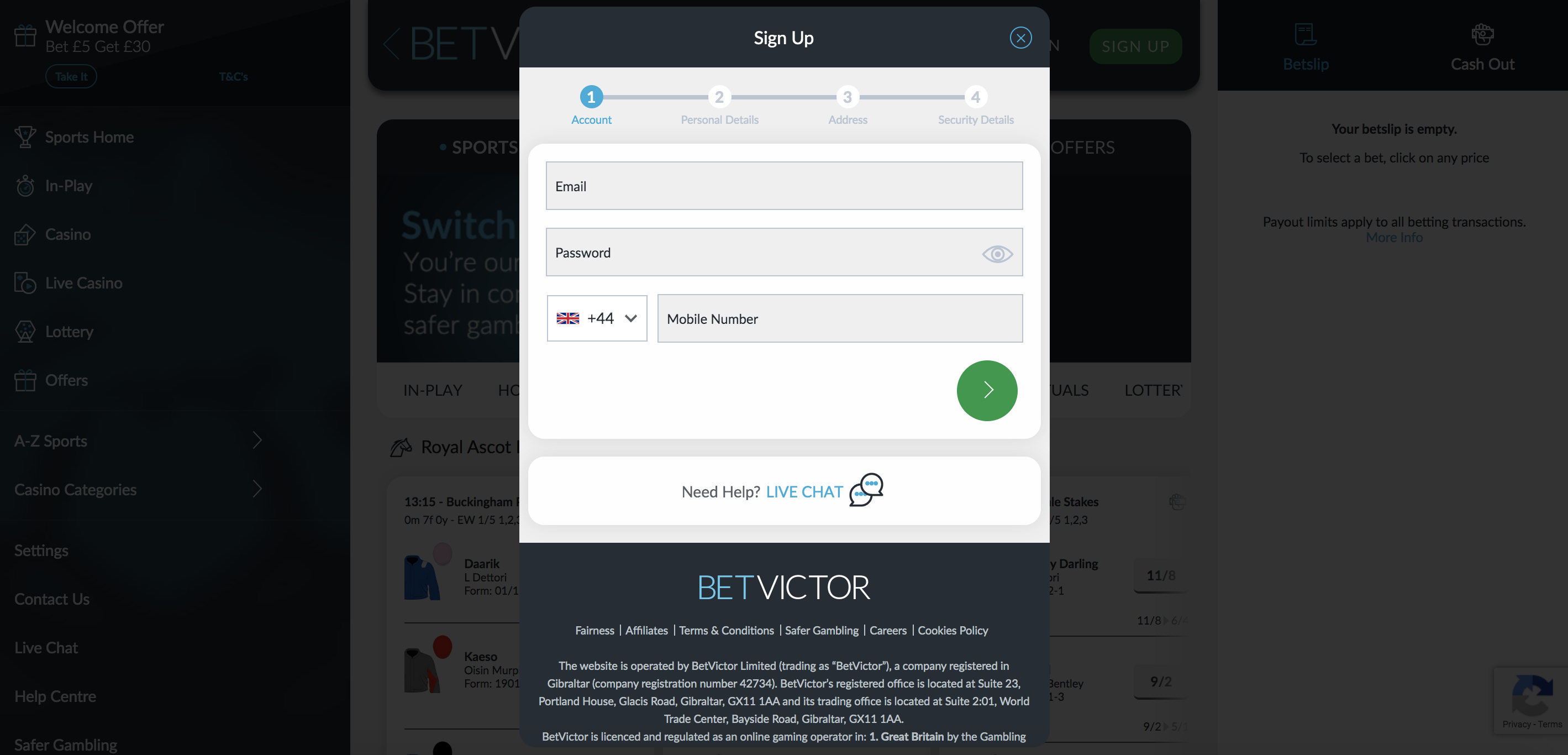 Bet Victor Registration