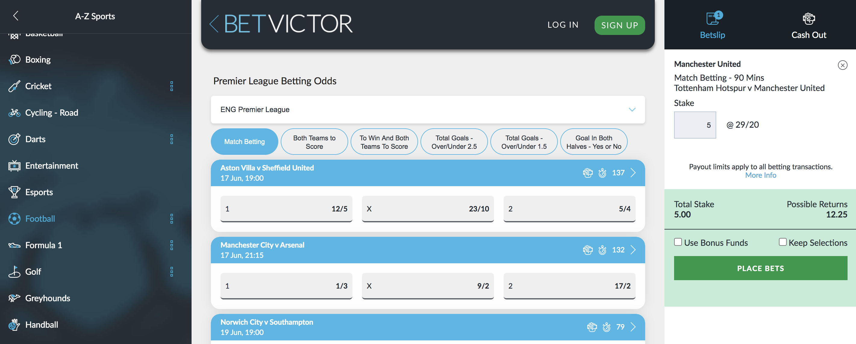 Bet Victor Sports Betting