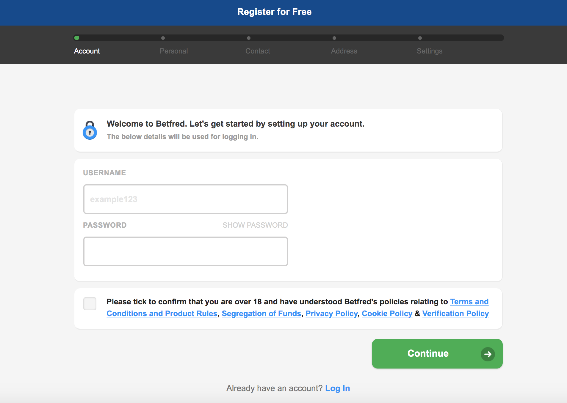 Betfred Registration