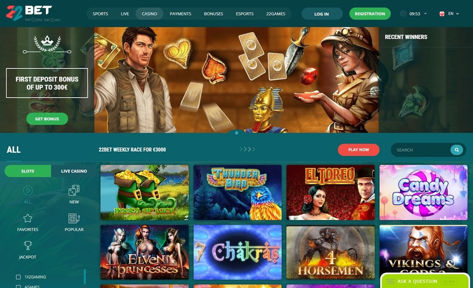 22bet Casino Offer