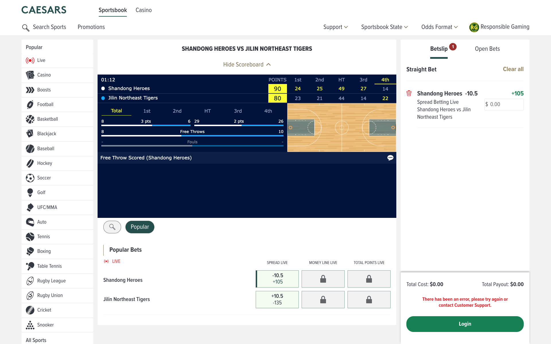Caesars Sportsbook Live Betting