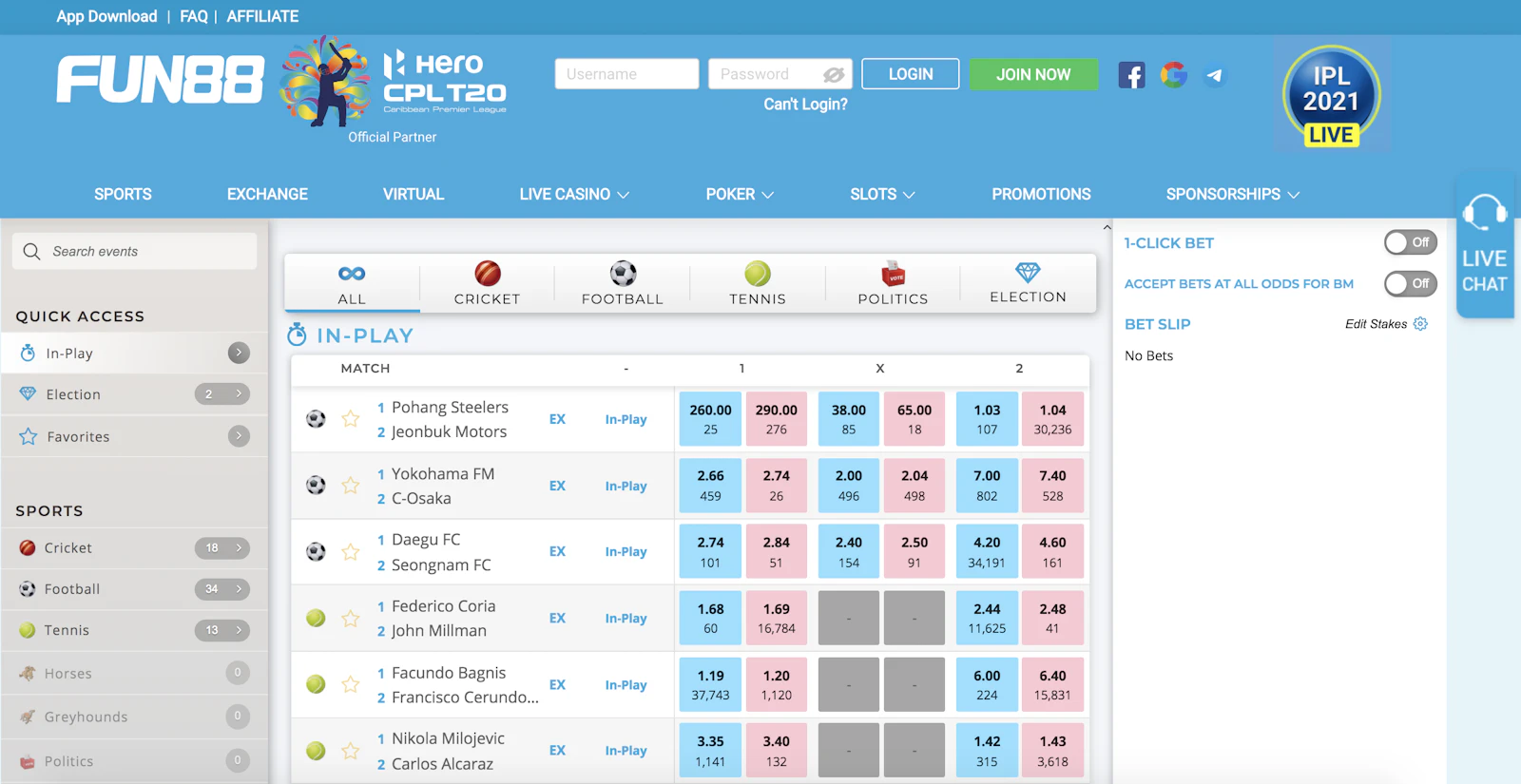 Fun88 Betting Exchange