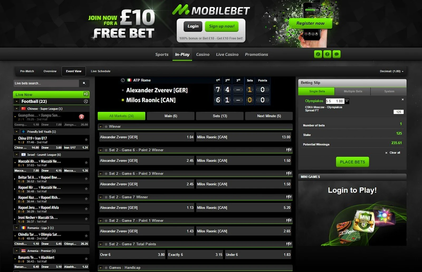 Mobilebet Live Betting