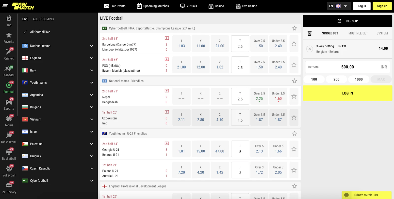Parimatch Live Betting