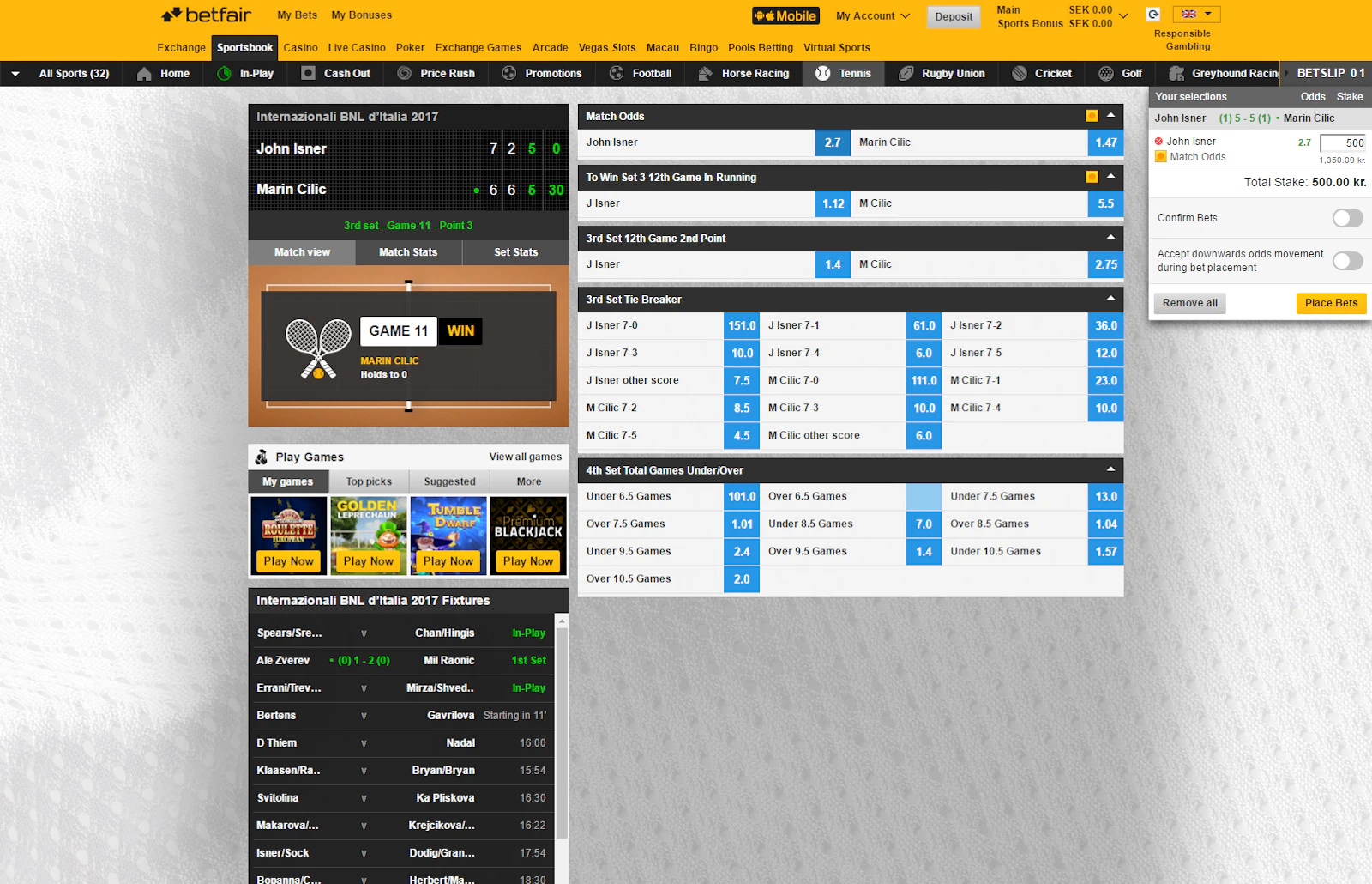 Betfair In-Play