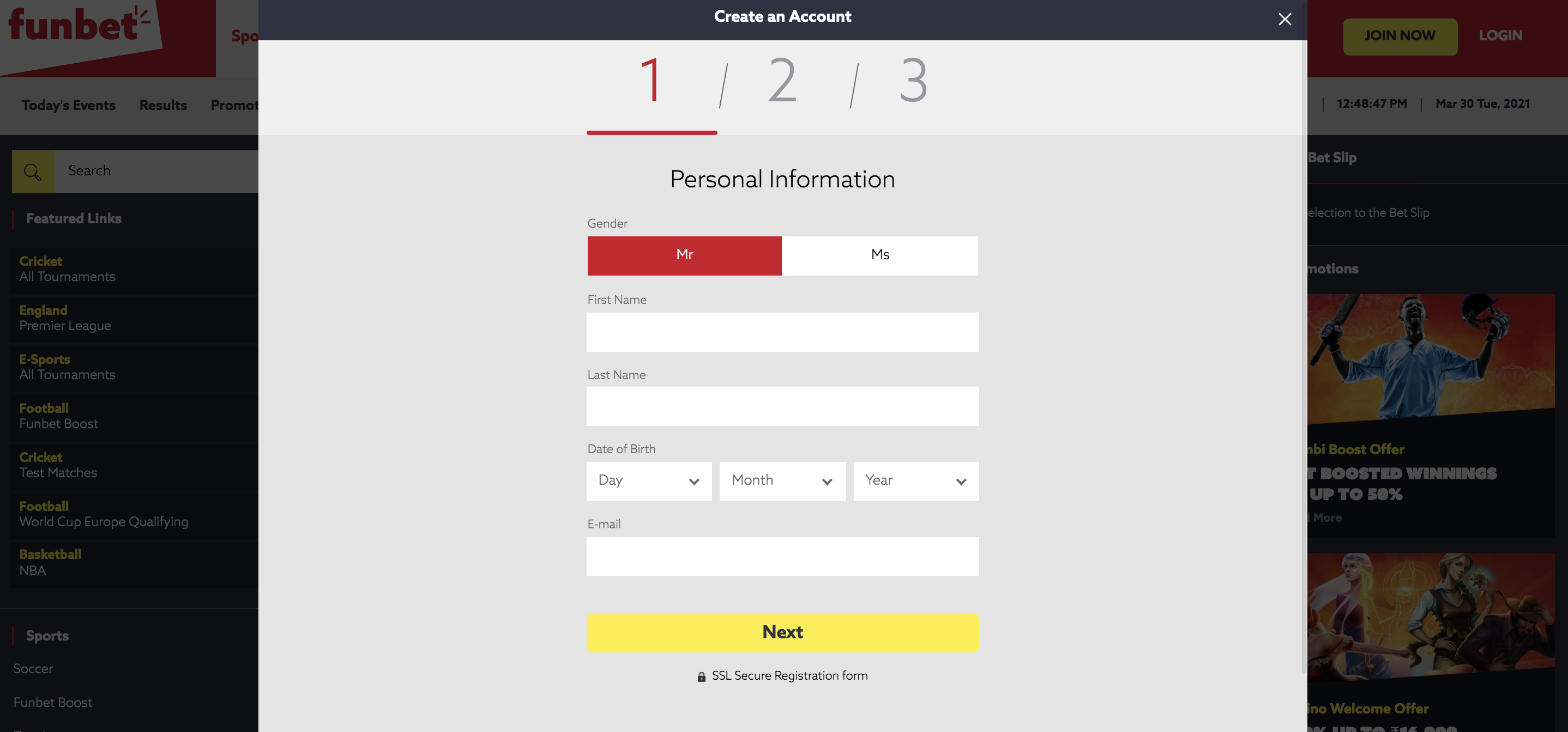 Funbet Registration 1