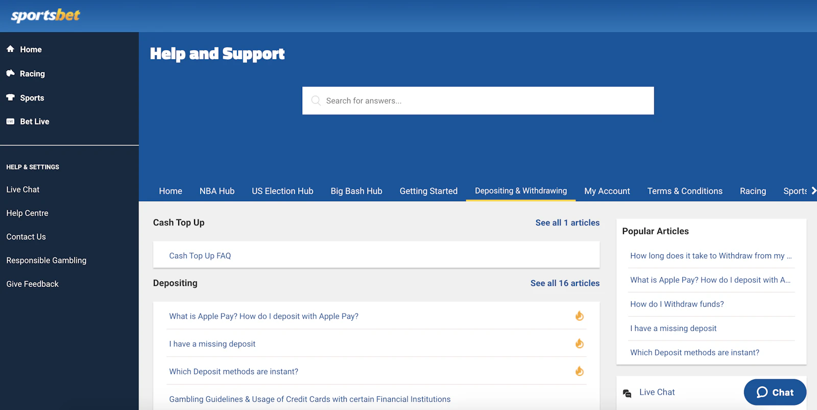 Sportsbet Help Centre