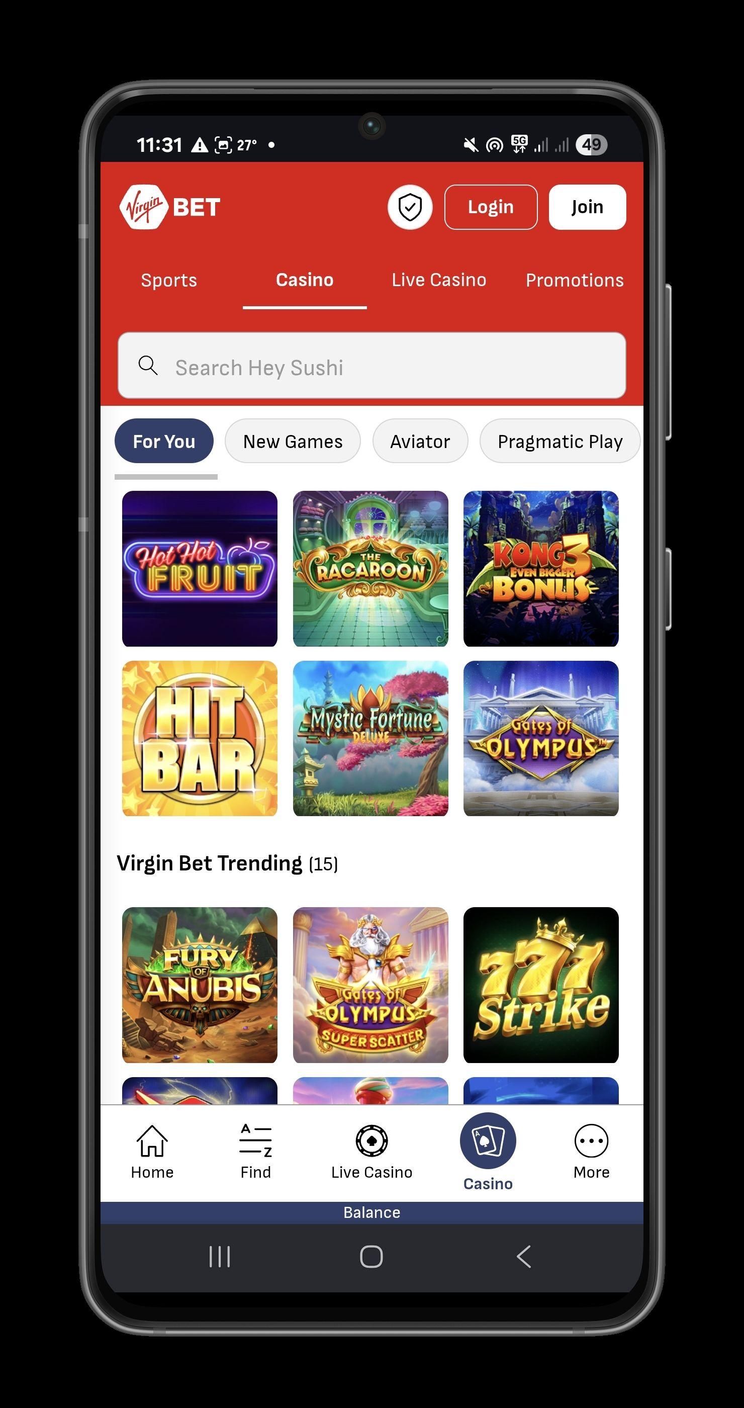 Virginbet SA Casino