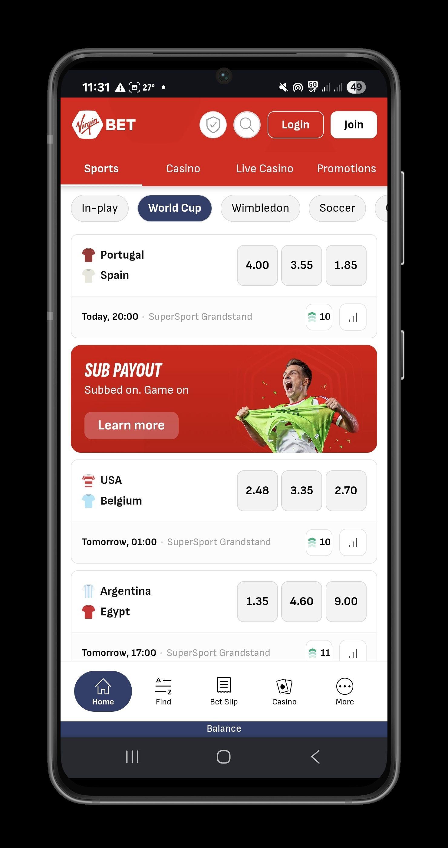 Virginbet SA Sports