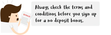 No deposit bonus terms