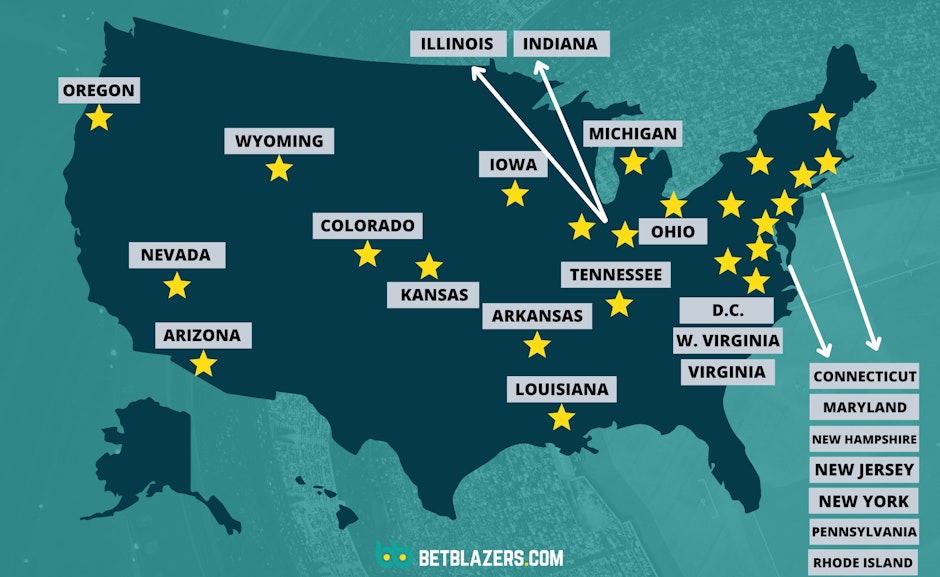 States with legal sports betting map